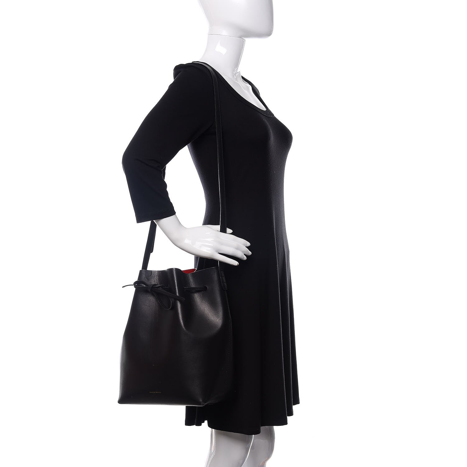 Mansur Gavriel Vegetable Tanned Calfskin Bucket Bag Black Flamma 2 of 10