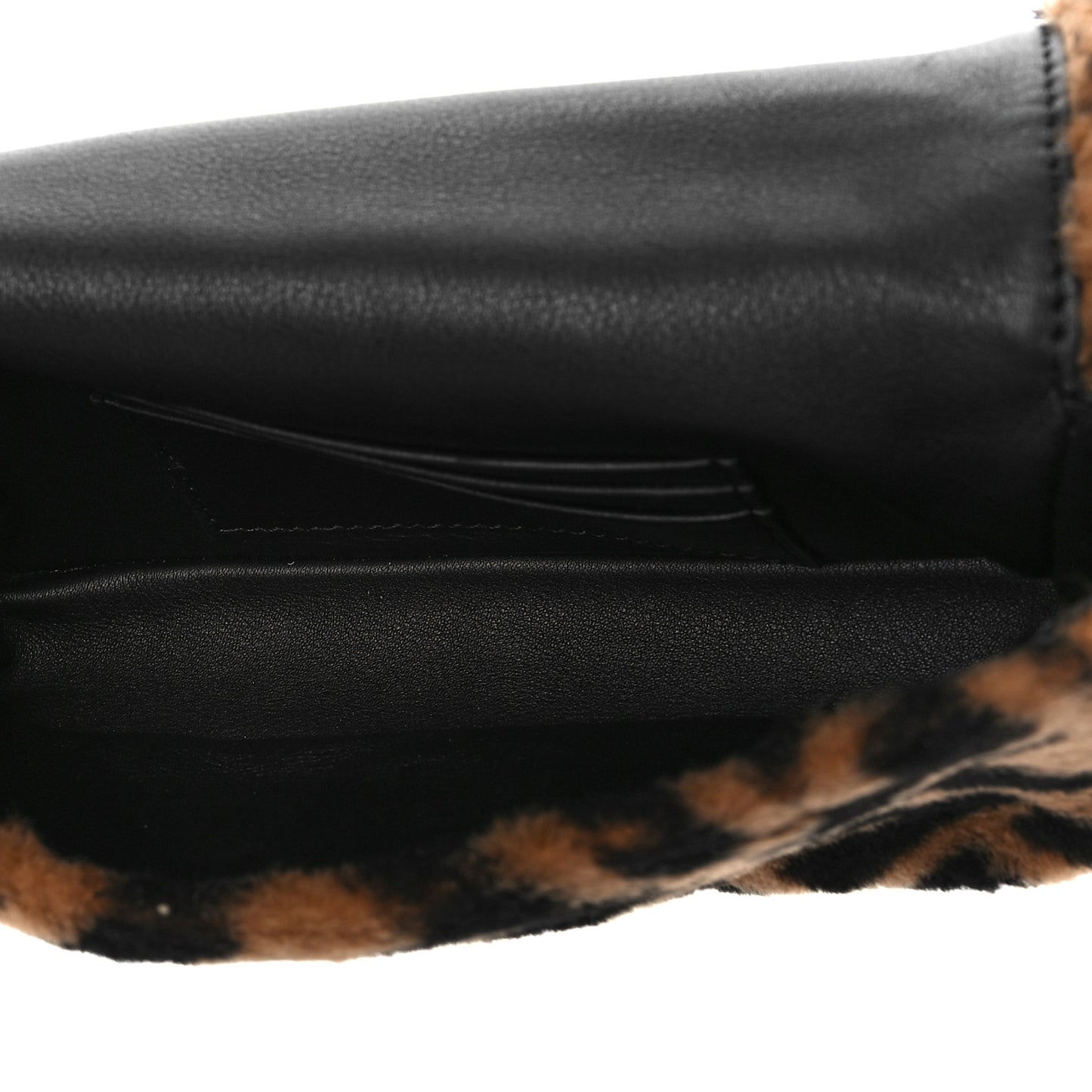 Shearling Vitello Dolce Macro FF 1974 Mini Baguette Tobacco Black