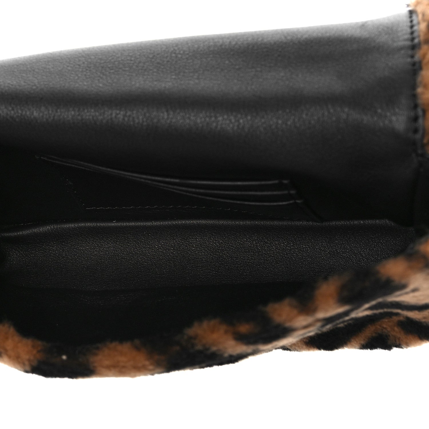 Fendi Shearling Vitello Dolce Macro FF 1974 Mini Baguette Tobacco Black 5 of 8