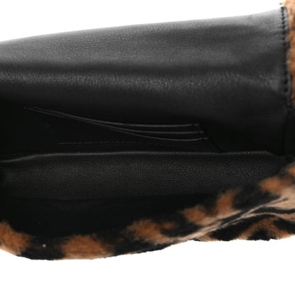 Fendi Shearling Vitello Dolce Macro FF 1974 Mini Baguette Tobacco Black 5 of 8