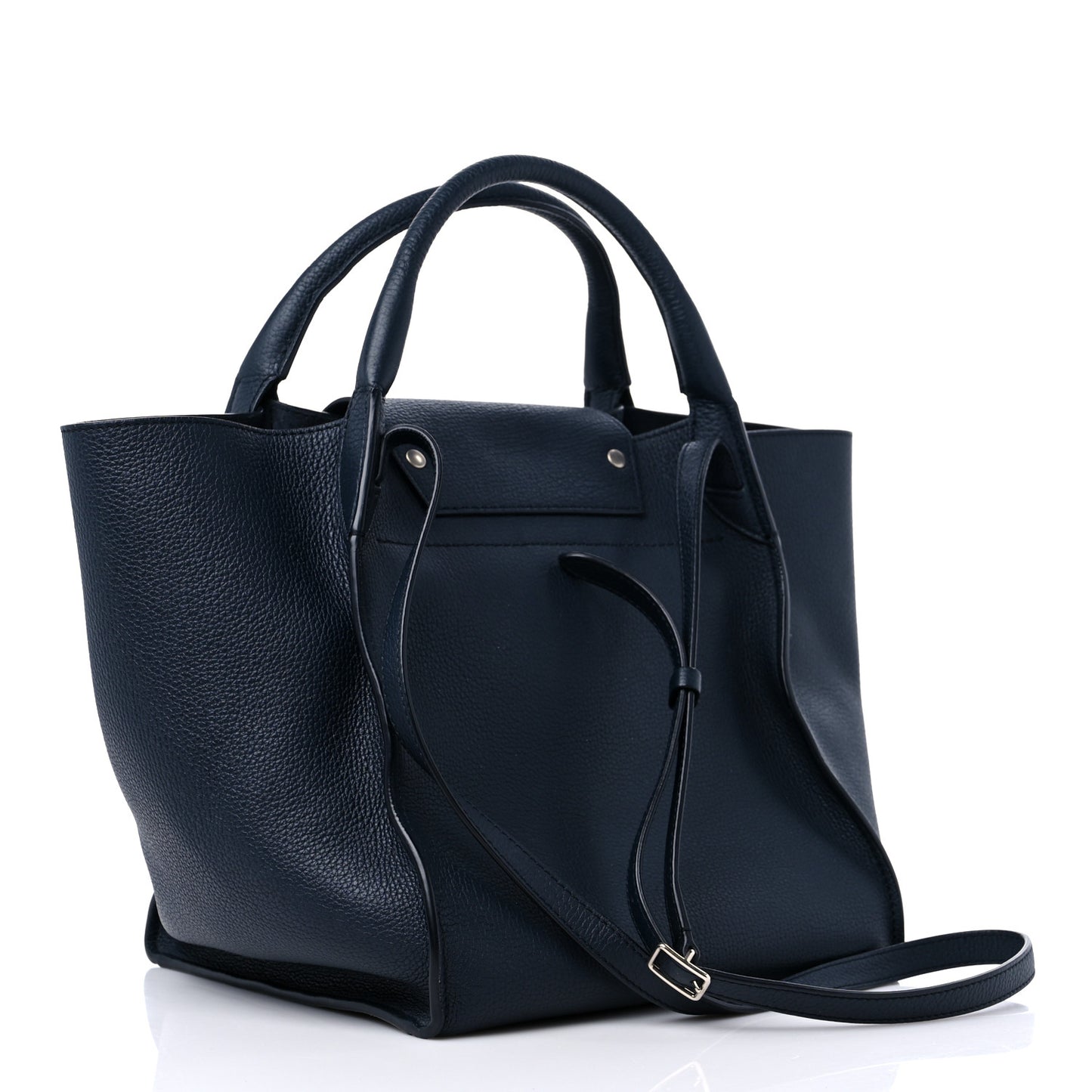 Supple Grained Calfskin Small Big Bag Dark Blue