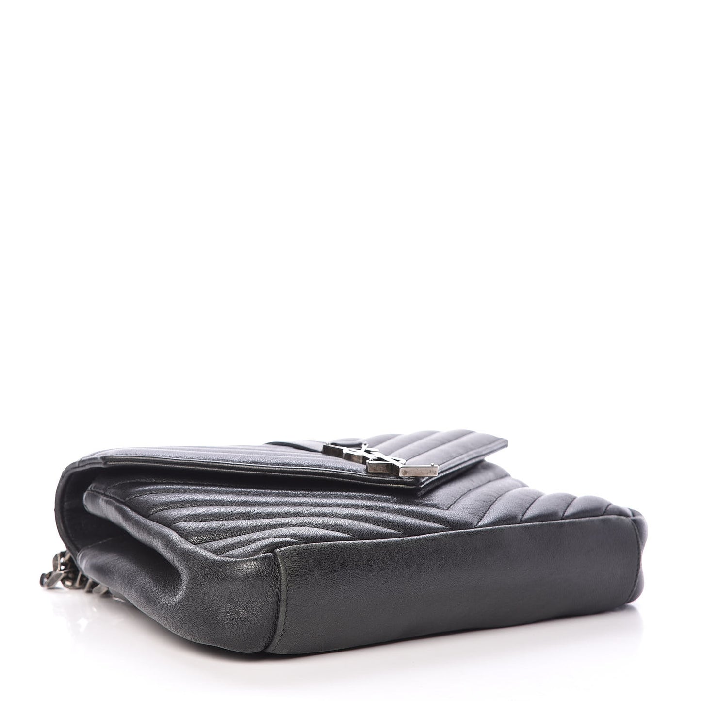 Sheepskin Matelasse Chevron Monogram Medium College Bag Black