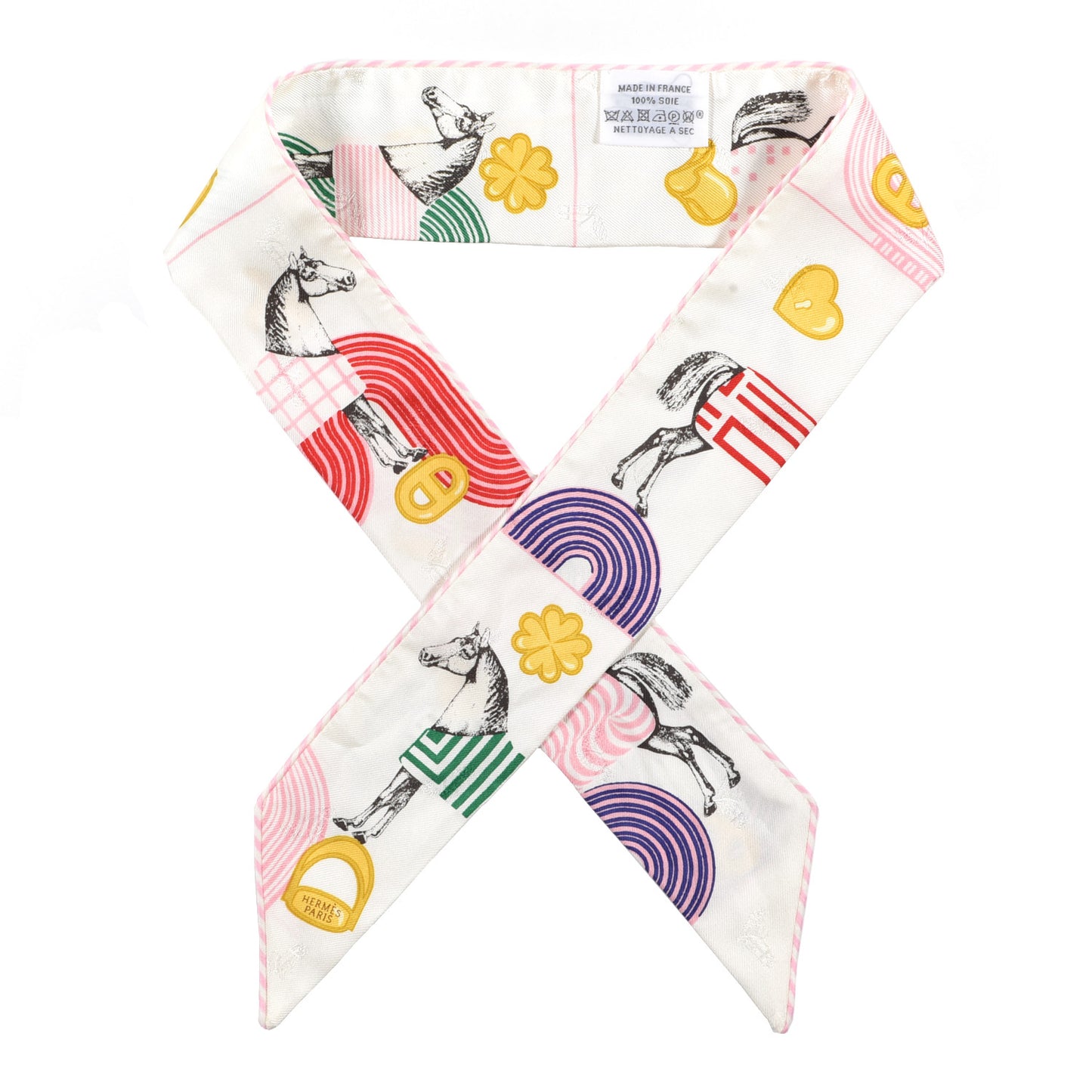 Silk Garde Robe Pop Charms Twilly White Multicolor