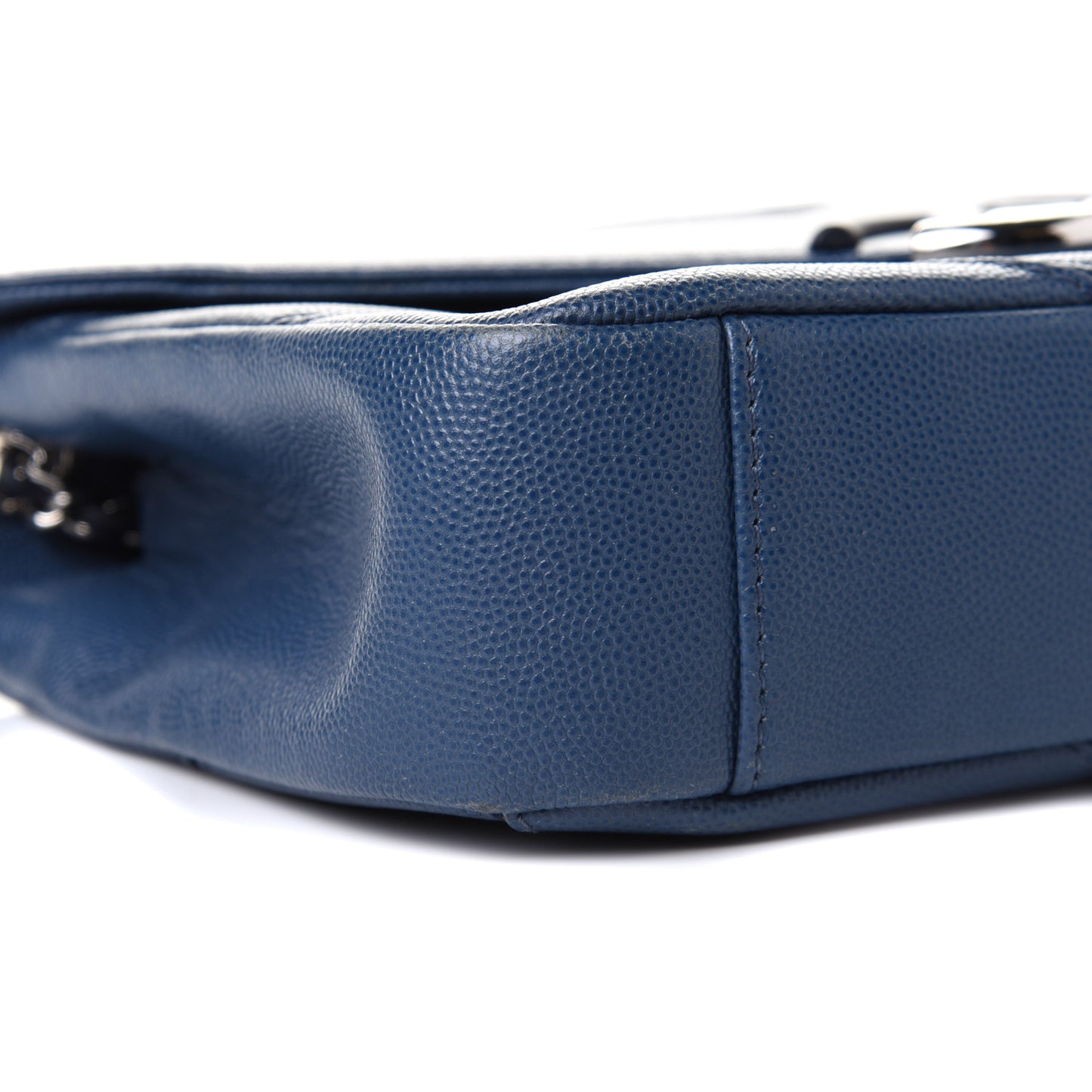 Caviar Macro Chevron Single Flap Blue