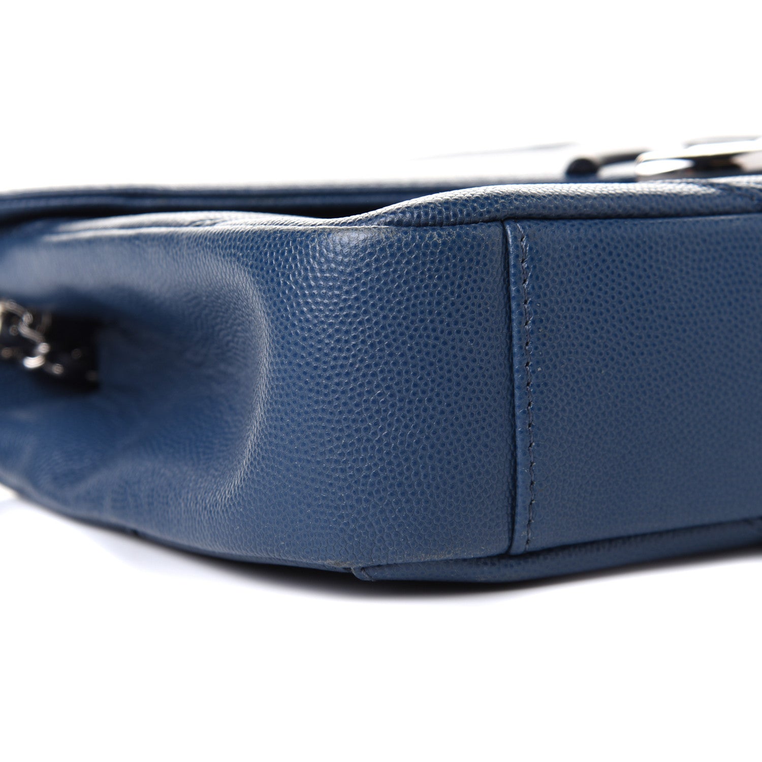 Chanel Caviar Macro Chevron Single Flap Blue 8 of 9