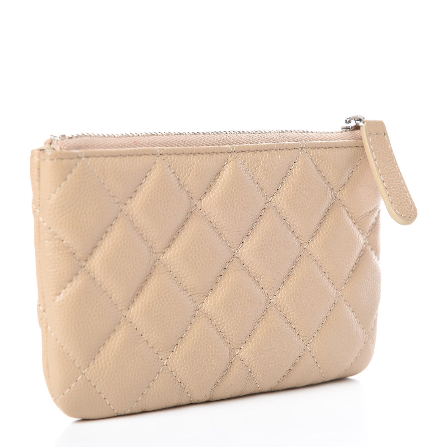 Caviar Quilted Small Cosmetic Case Beige