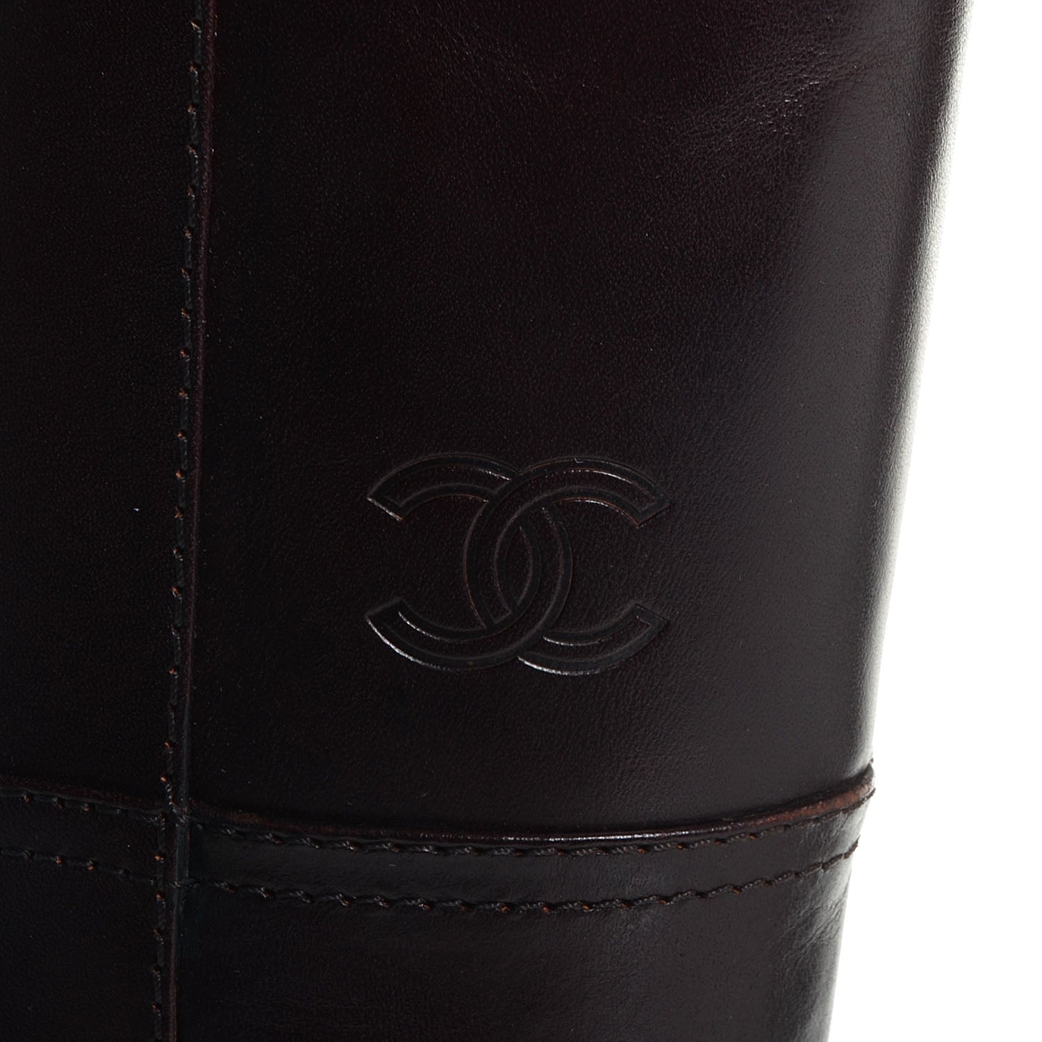 Chanel Calfskin CC Knee High Boots 39.5 Dark Brown 10 of 10