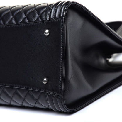 Chanel Calfskin Quilted Boy Shopping Tote Black 7 of 10