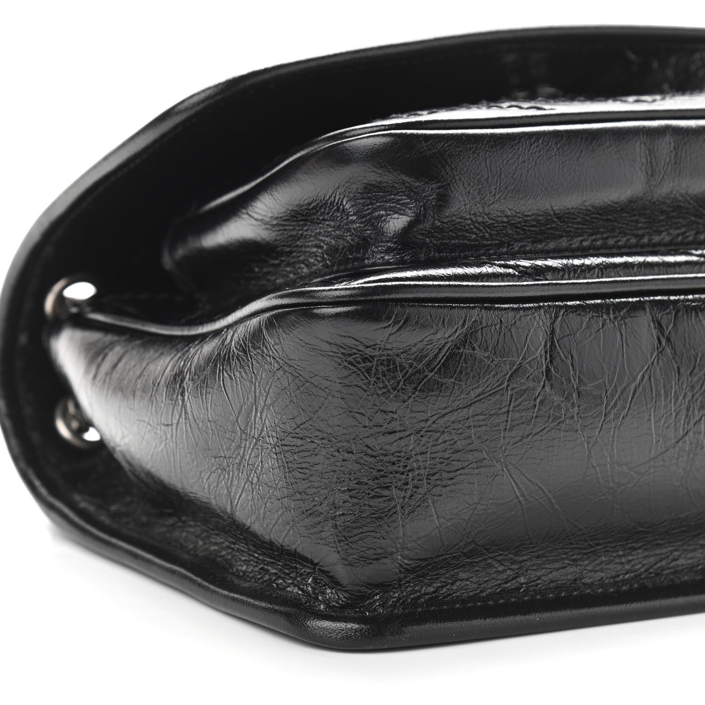 Crinkled Calfskin Matelasse Monogram Baby Niki Chain Satchel Black