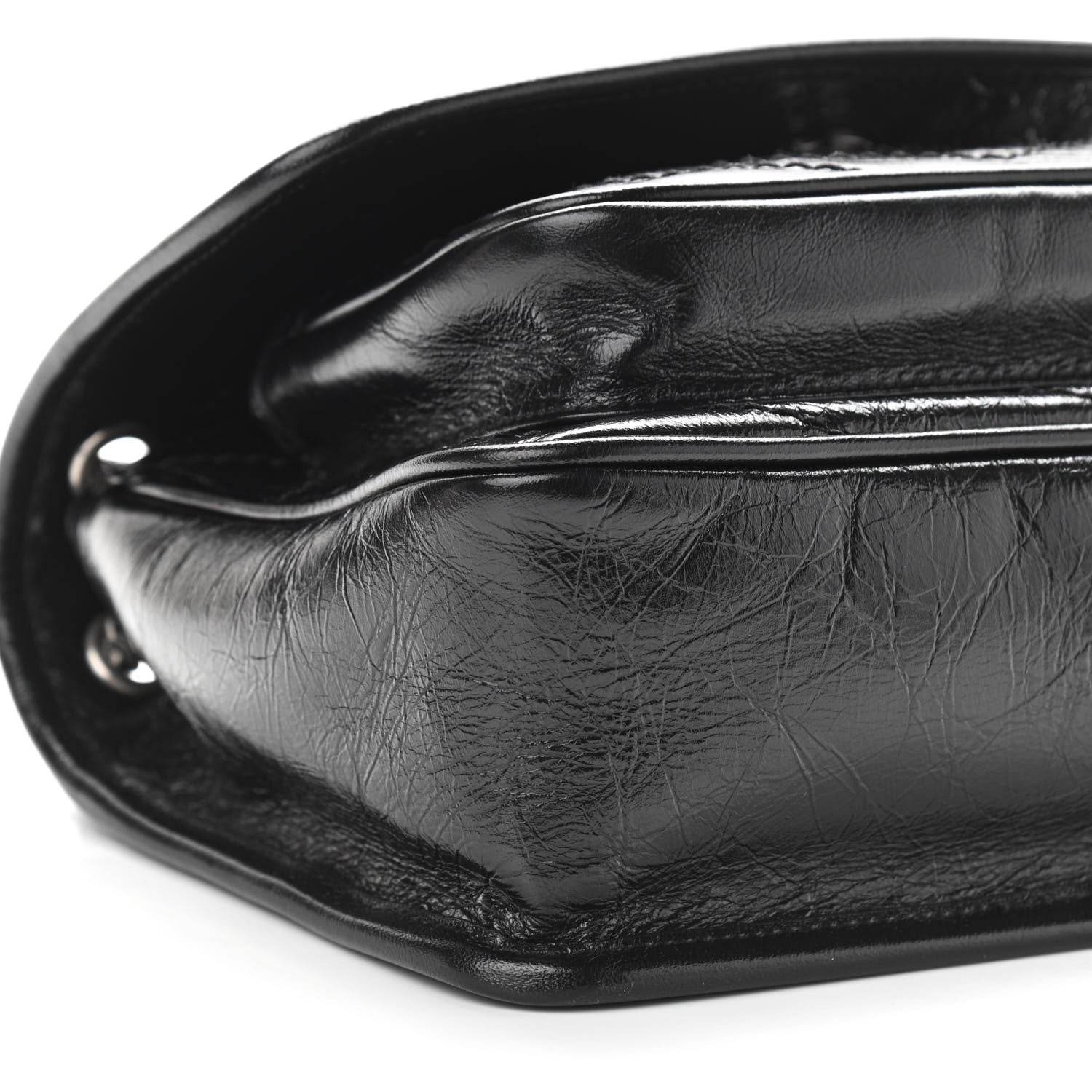 Saint Laurent Crinkled Calfskin Matelasse Monogram Baby Niki Chain Satchel Black 8 of 10