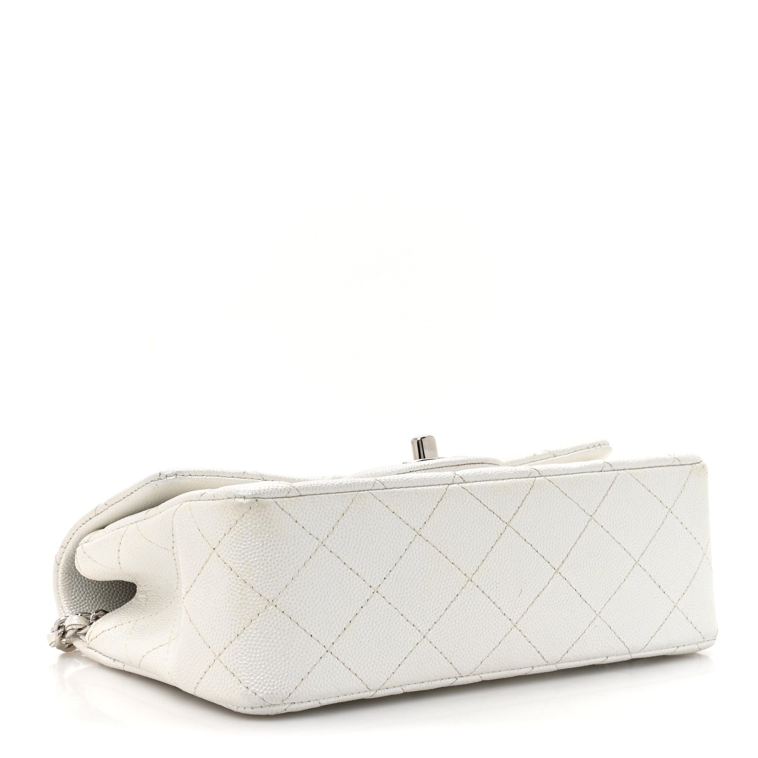 Chanel Metallic Caviar Quilted Mini Top Handle Rectangular Flap White 4 of 12