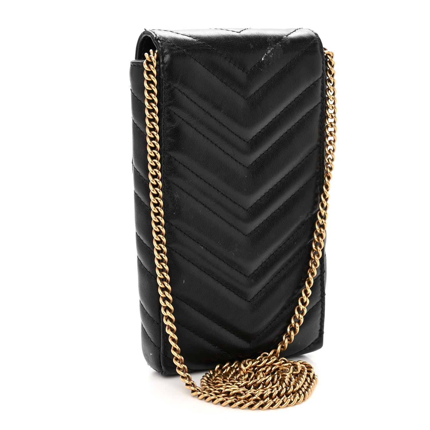 Gucci Calfskin Matelasse Mini GG Marmont Crossbody Bag Black 3 of 10