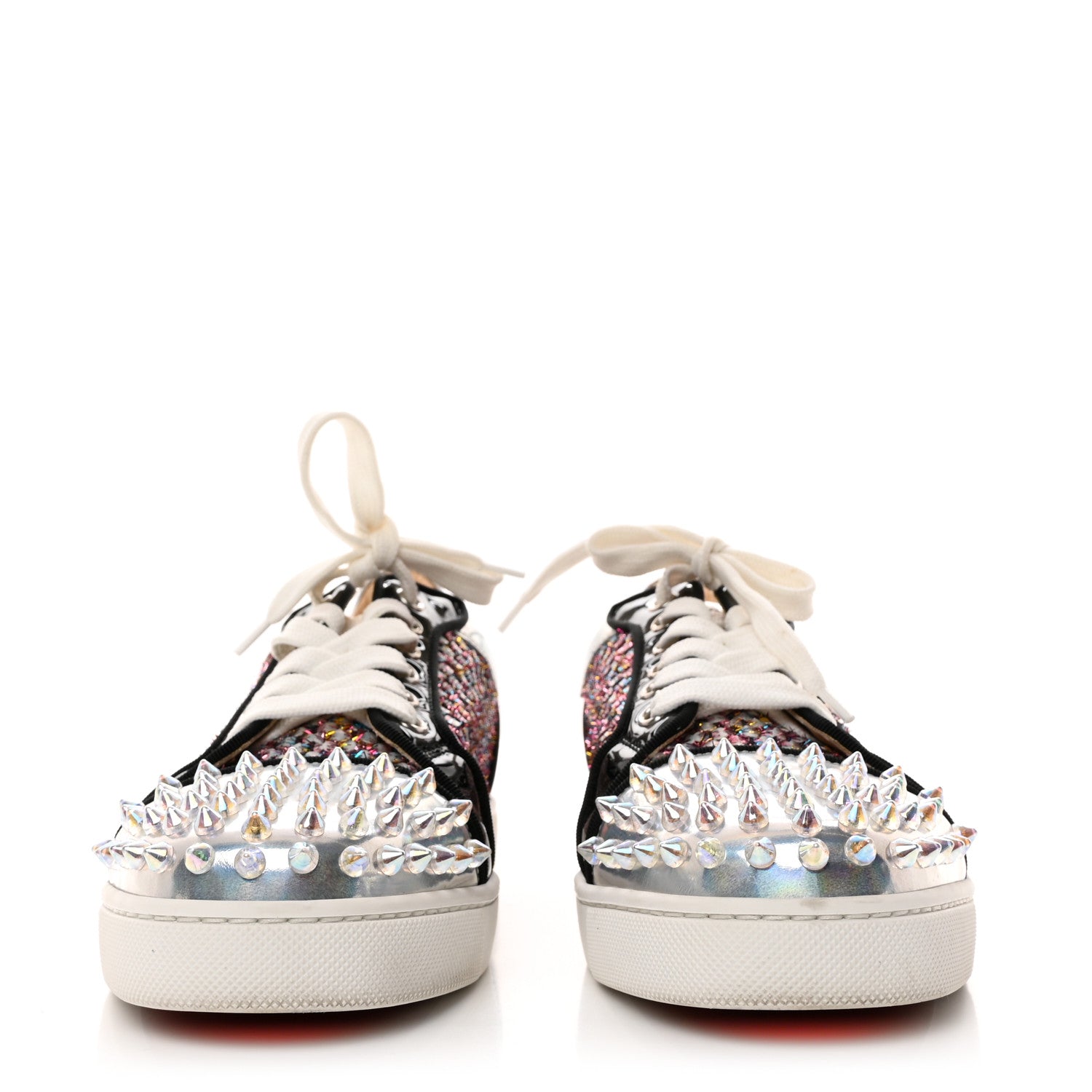 Christian Louboutin Patent Womens Vieira Spiked Flat Comete Sneakers 38.5 Multicolor 2 of 8