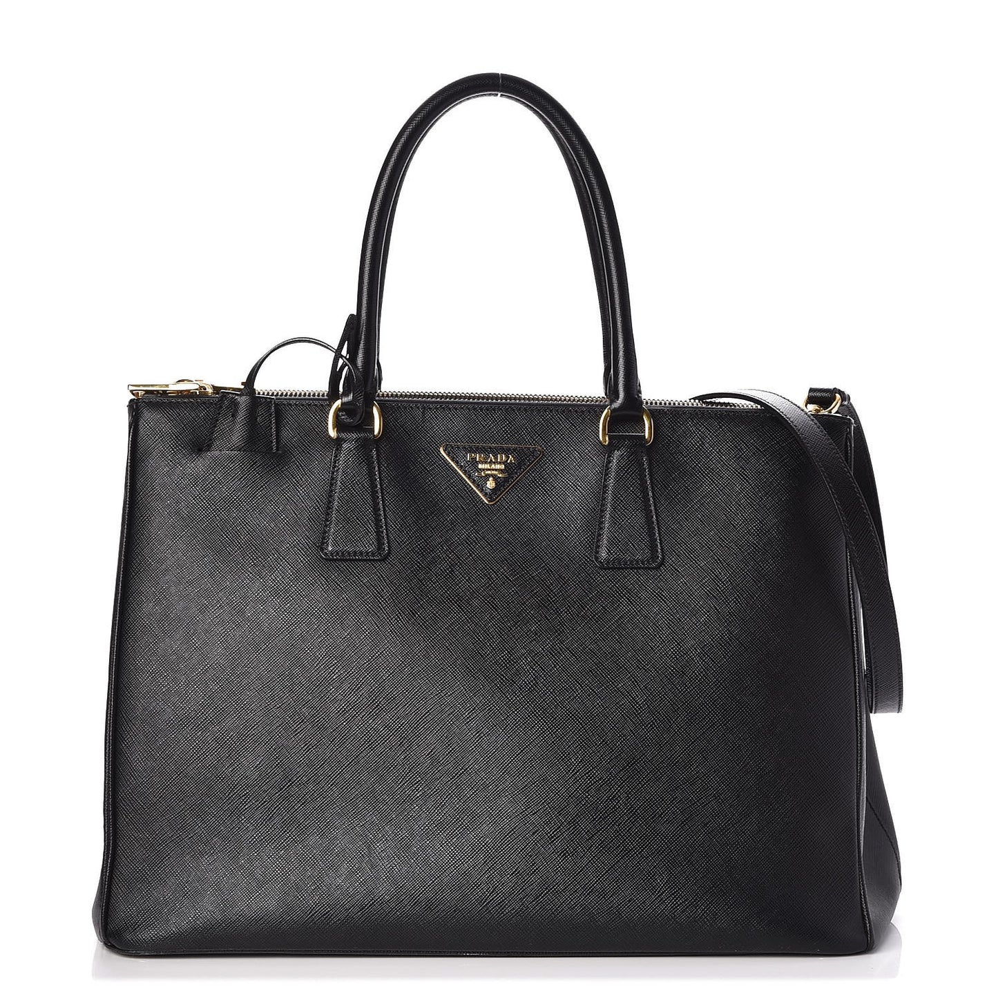 Saffiano Large Galleria Double Zip Tote Black