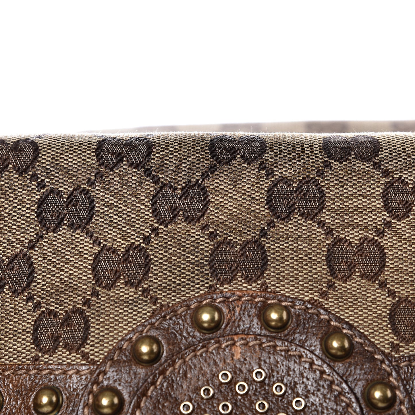 Monogram Studded Pelham Runway Flap Bag Brown