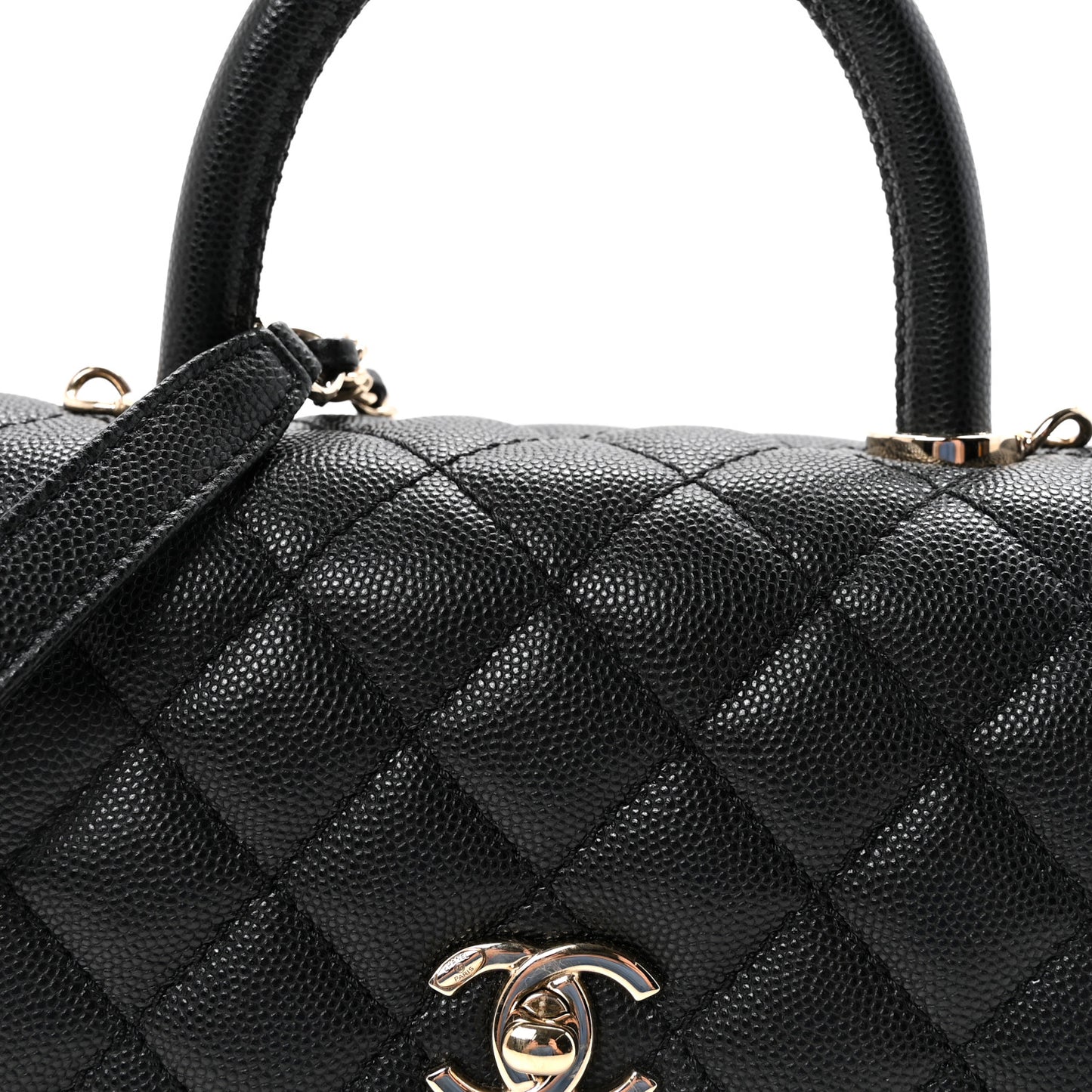Caviar Quilted Mini Coco Handle Flap Black