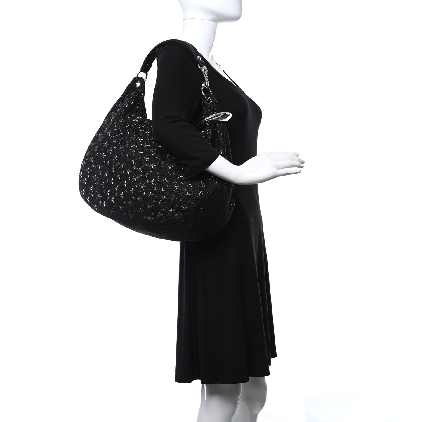Glitter Canvas Star Studded Solar Sky Hobo Black