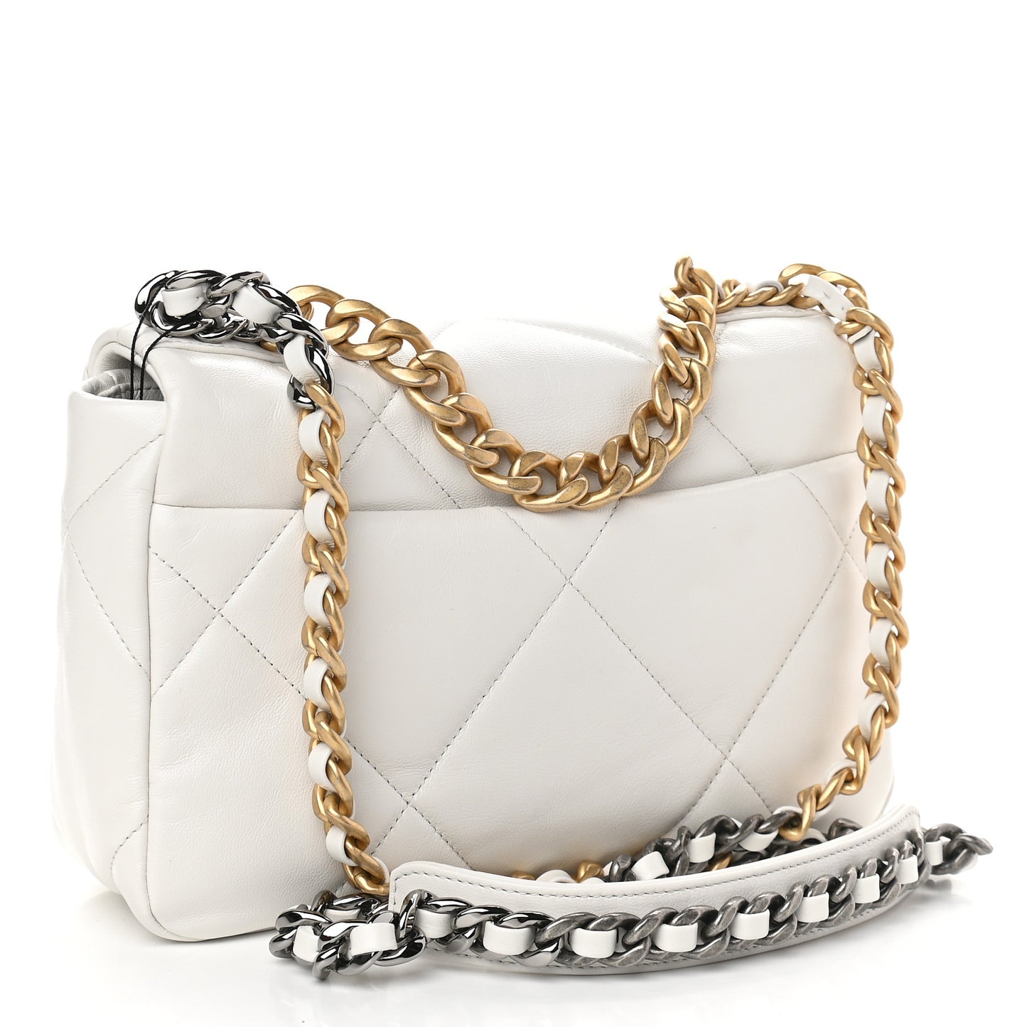 Goatskin Quilted Medium Chanel 19 Flap White
