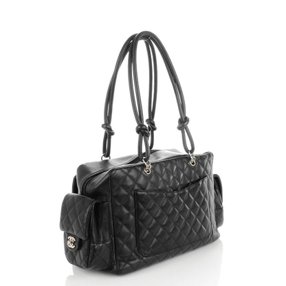 Chanel Calfskin Quilted Large Cambon Multipocket Reporter Black White 3 of 9
