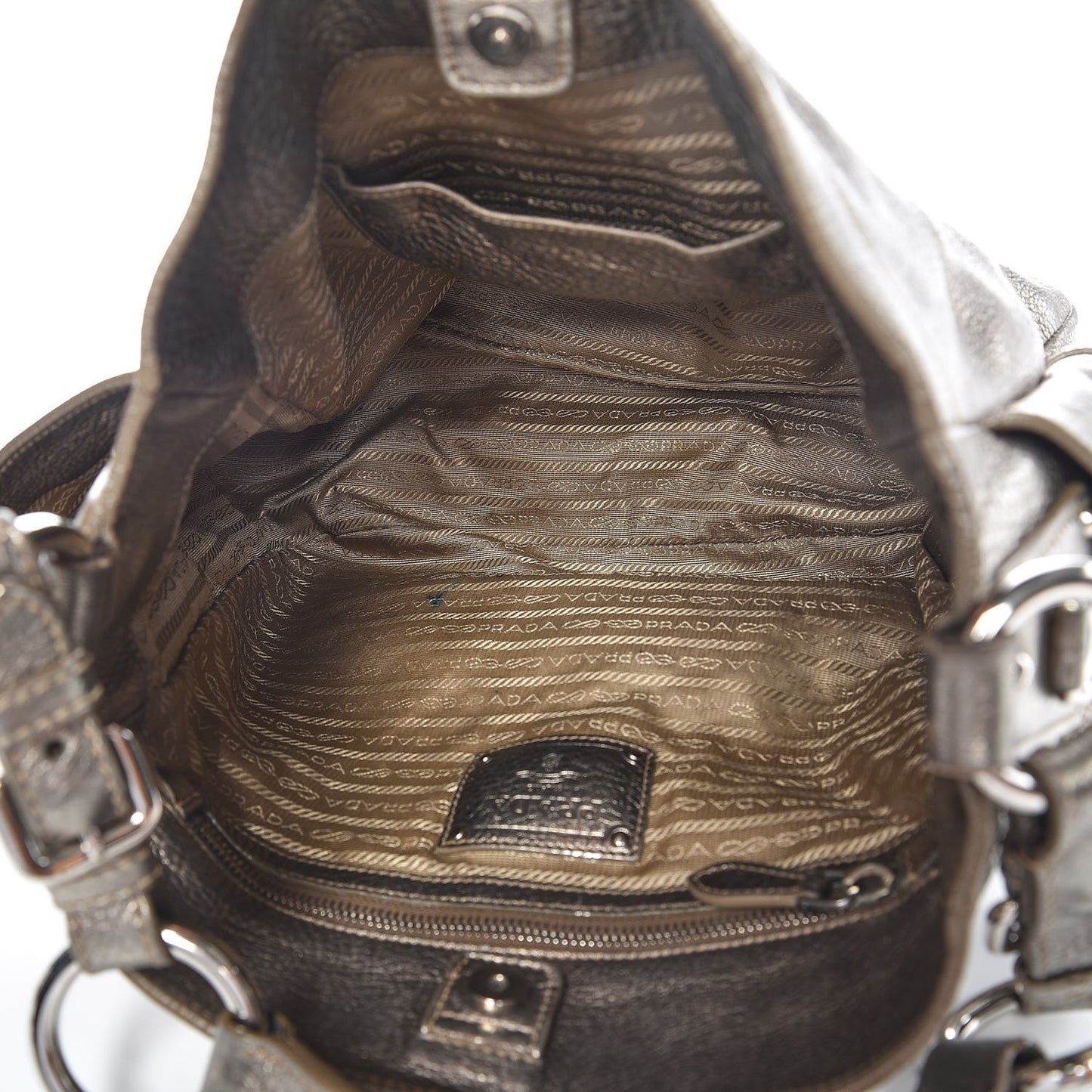 Metallic Vitello Daino Side Pocket Hobo Gold