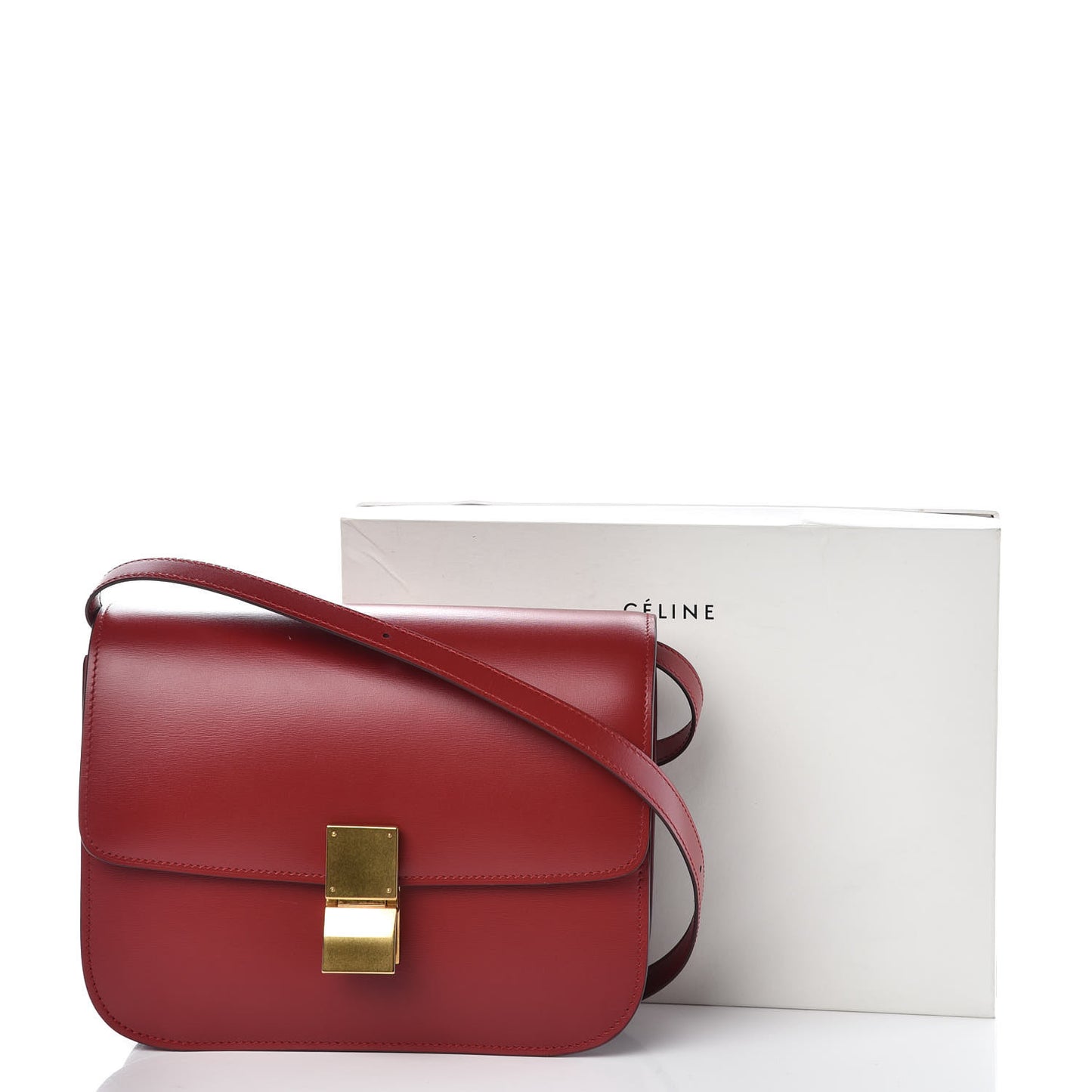 Box Calfskin Medium Classic Box Flap Bag Red