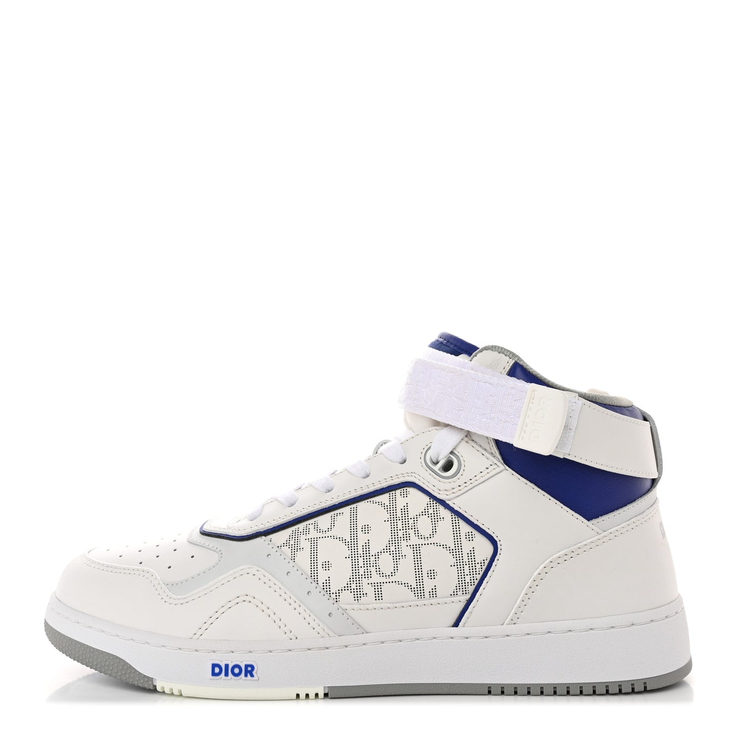 Smooth Calfskin Oblique Galaxy Perforated Mens B27 Mid Top Sneakers 44 White Blue