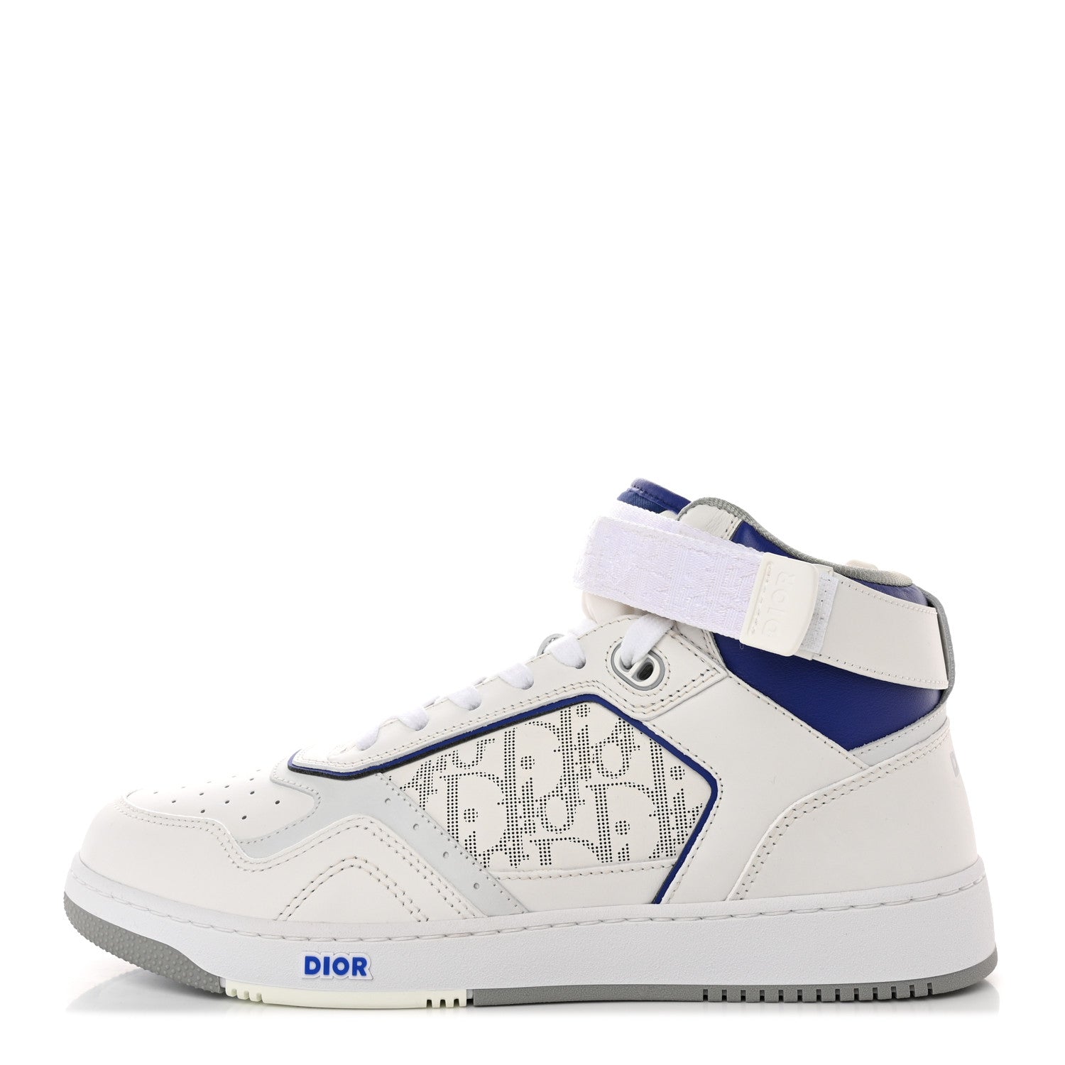 Christian Dior Smooth Calfskin Oblique Galaxy Perforated Mens B27 Mid Top Sneakers 44 White Blue 1 of 11