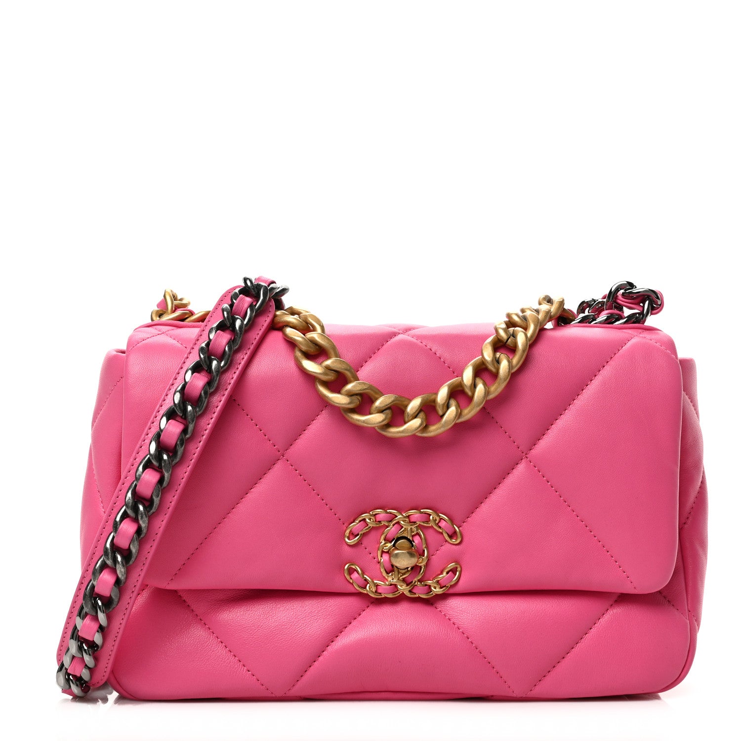 Chanel Lambskin Quilted Medium Chanel 19 Flap Pink 1 of 9