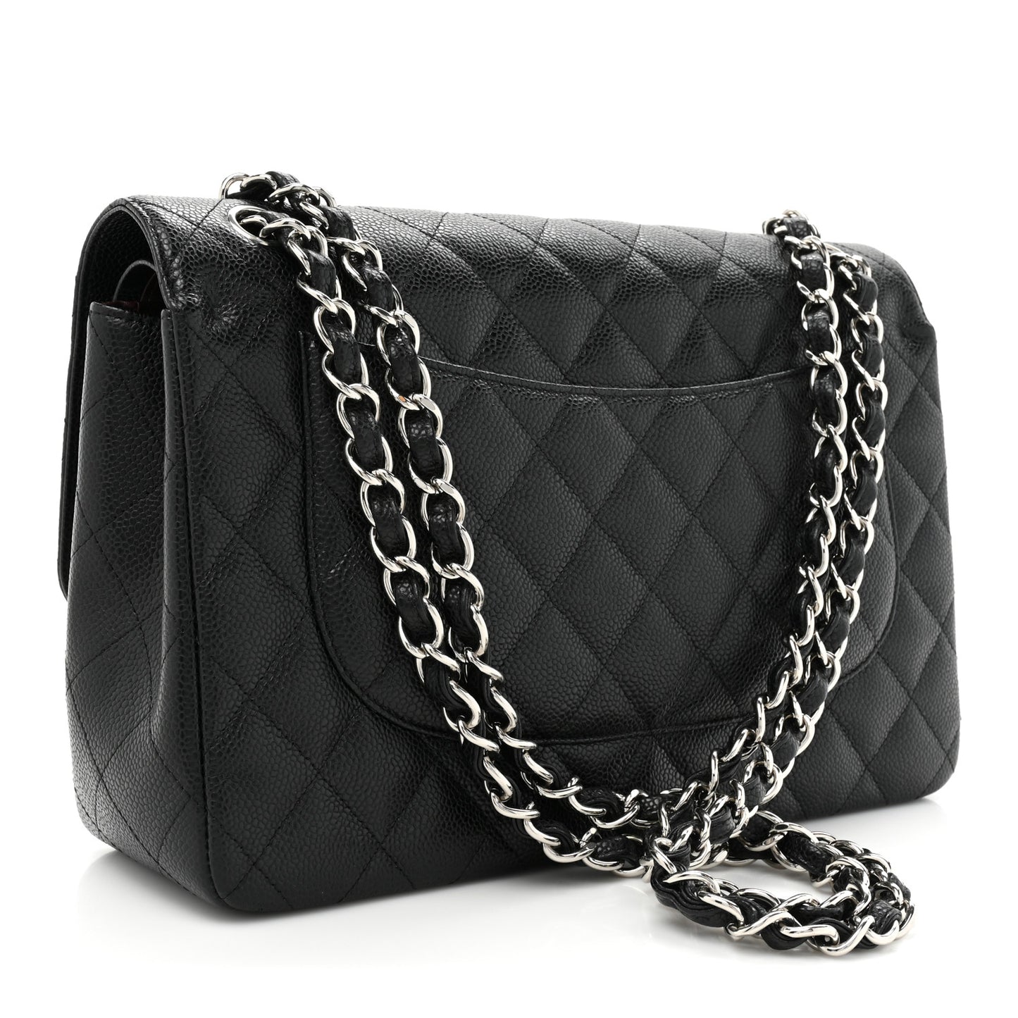 Caviar Quilted Jumbo Double Flap Black