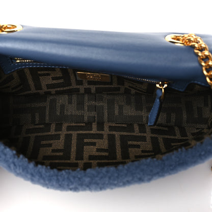 Fendi Shearling FF Midi Chain Baguette Mirto 5 of 11
