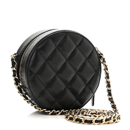 Chanel Caviar Quilted French New Wave Round Clutch With Chain Black 3 of 11
