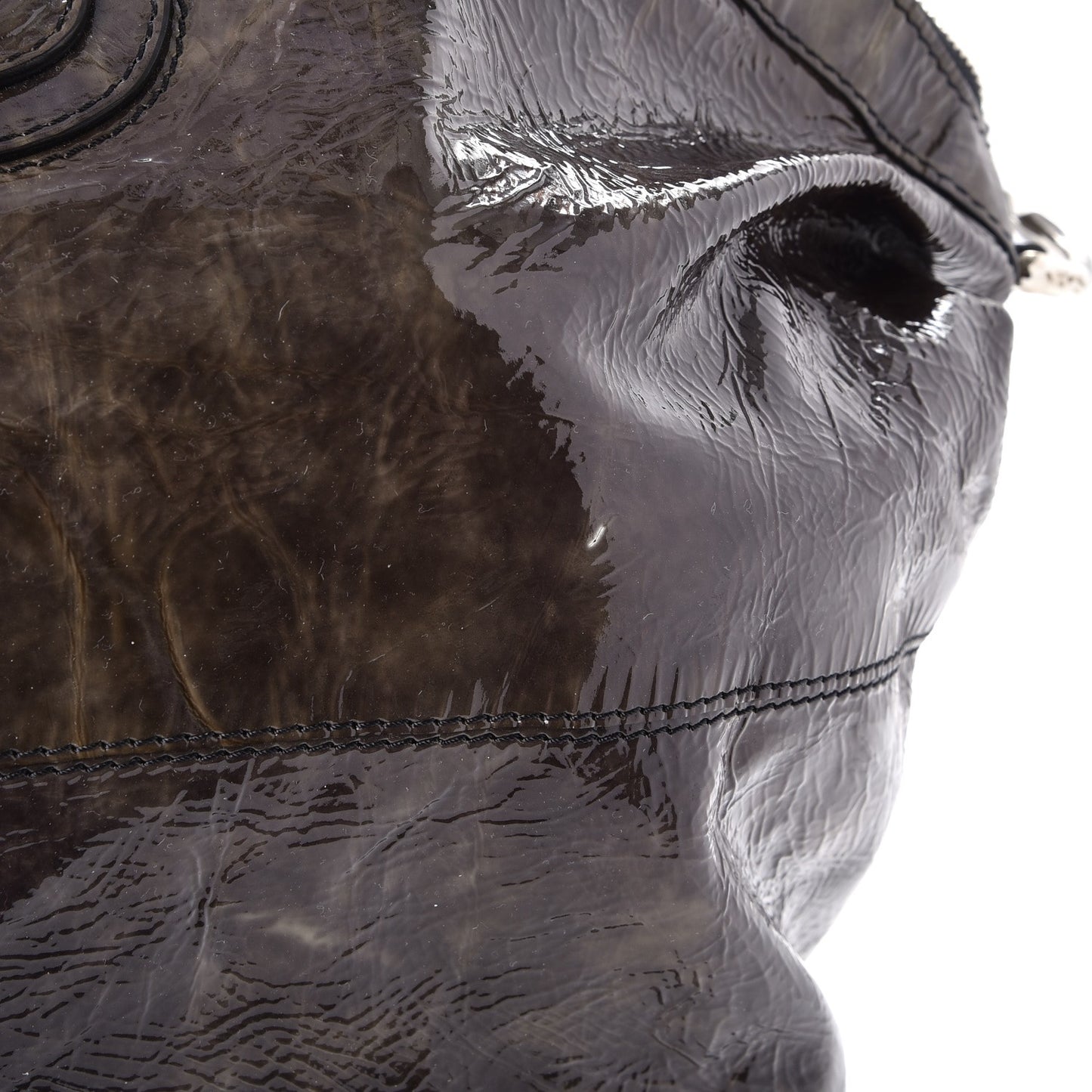 Crinkled Patent Leather Large Nightingale Brown