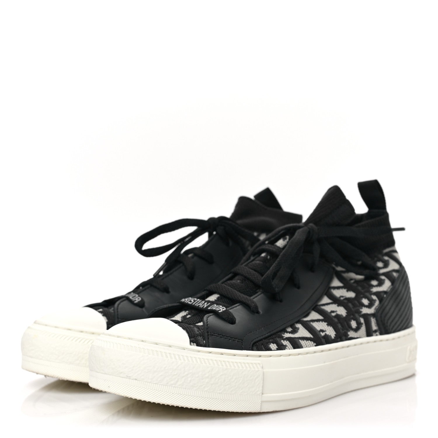 Christian Dior CHRISTIAN DIOR Technical Mesh Calfskin Women's Oblique Walk'N'Dior High Top 37 Deep Blue Deep Blue 3 of 6