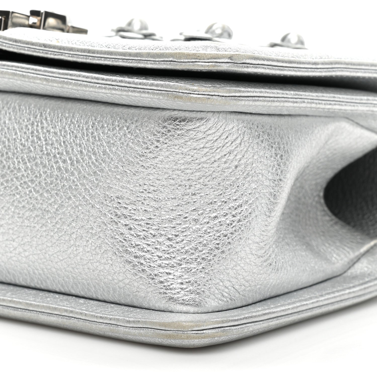 Chanel Metallic Calfskin Camellia Quilted Small Boy Flap Silver 8 of 18