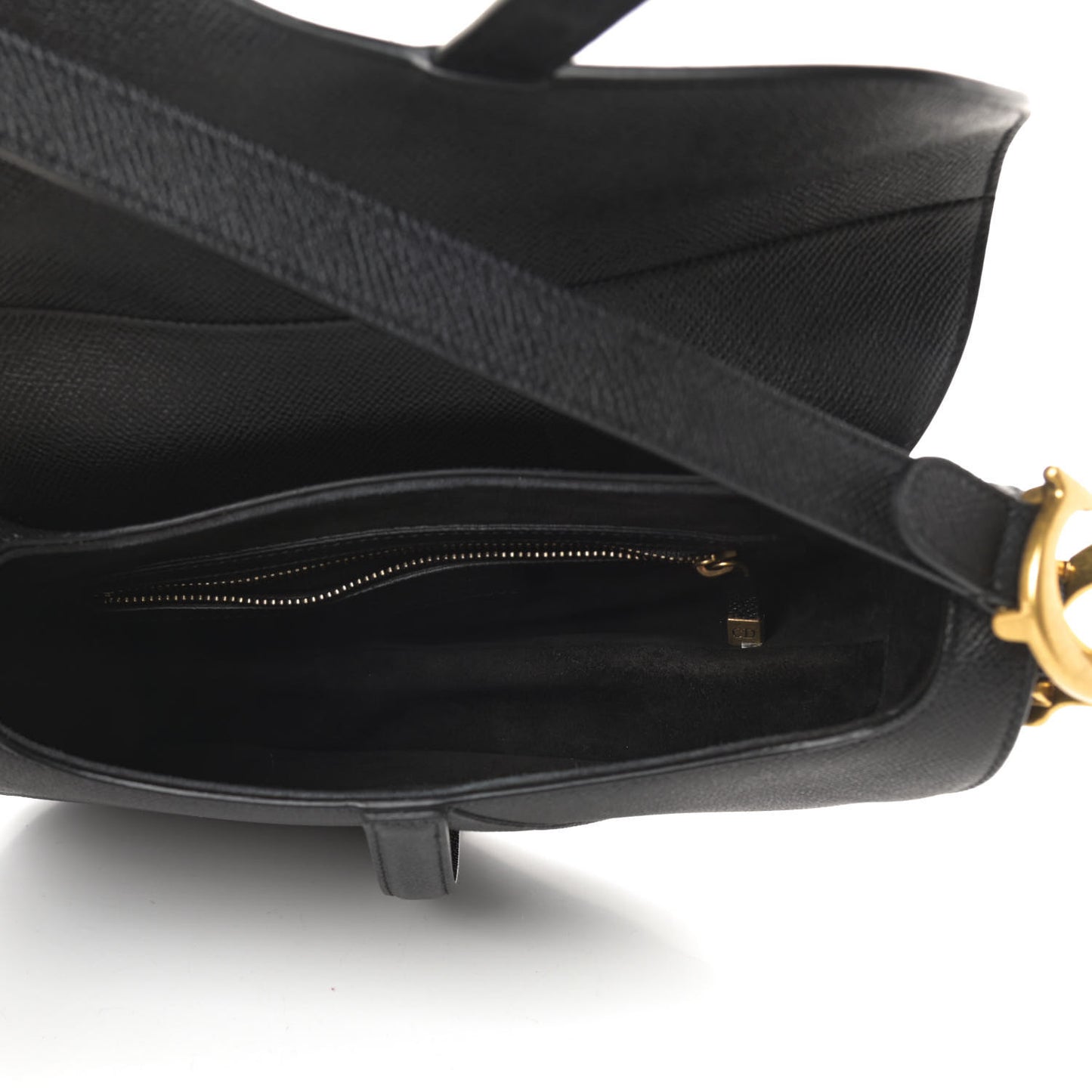 Grained Calfskin Saddle Bag Black