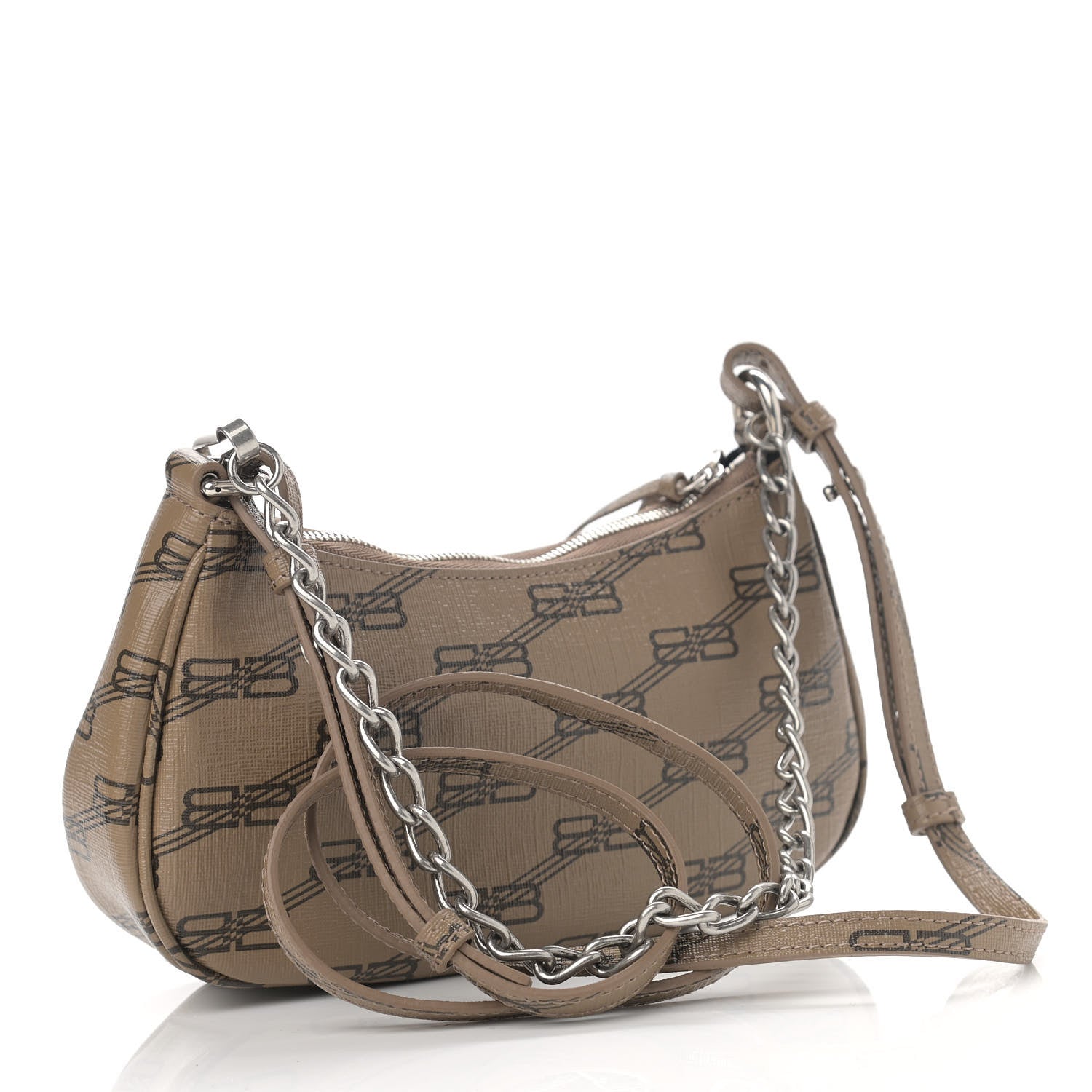 Balenciaga Coated Canvas BB Monogram Le Cagole Mini Purse With Chain Beige Brown 3 of 11