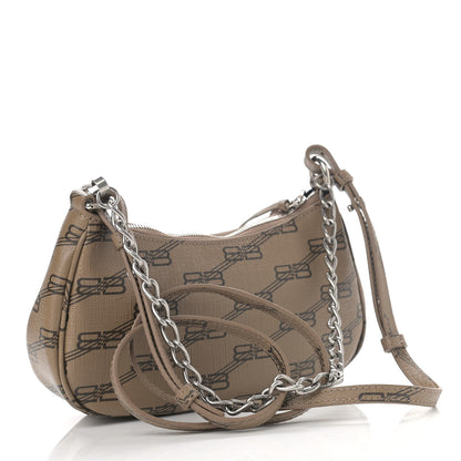 Balenciaga Coated Canvas BB Monogram Le Cagole Mini Purse With Chain Beige Brown 3 of 11