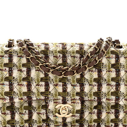 Chanel Tweed Quilted Medium Double Flap Brown 8 of 12