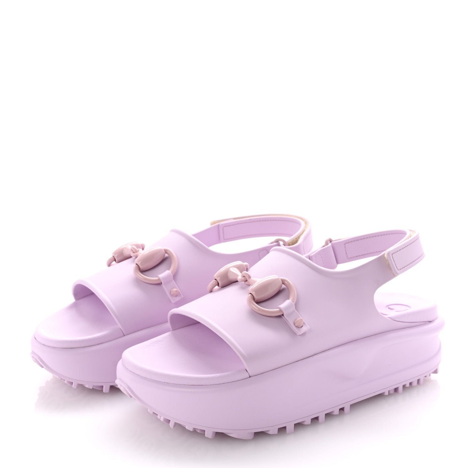 Gucci Soft Rubber Horsebit Touch Womens Strapped Sandals 40 Talc Pink 4 of 9