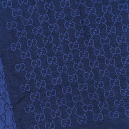 Gucci Wool Silk GG Monogram GGNat Scarf Blue 4 of 4