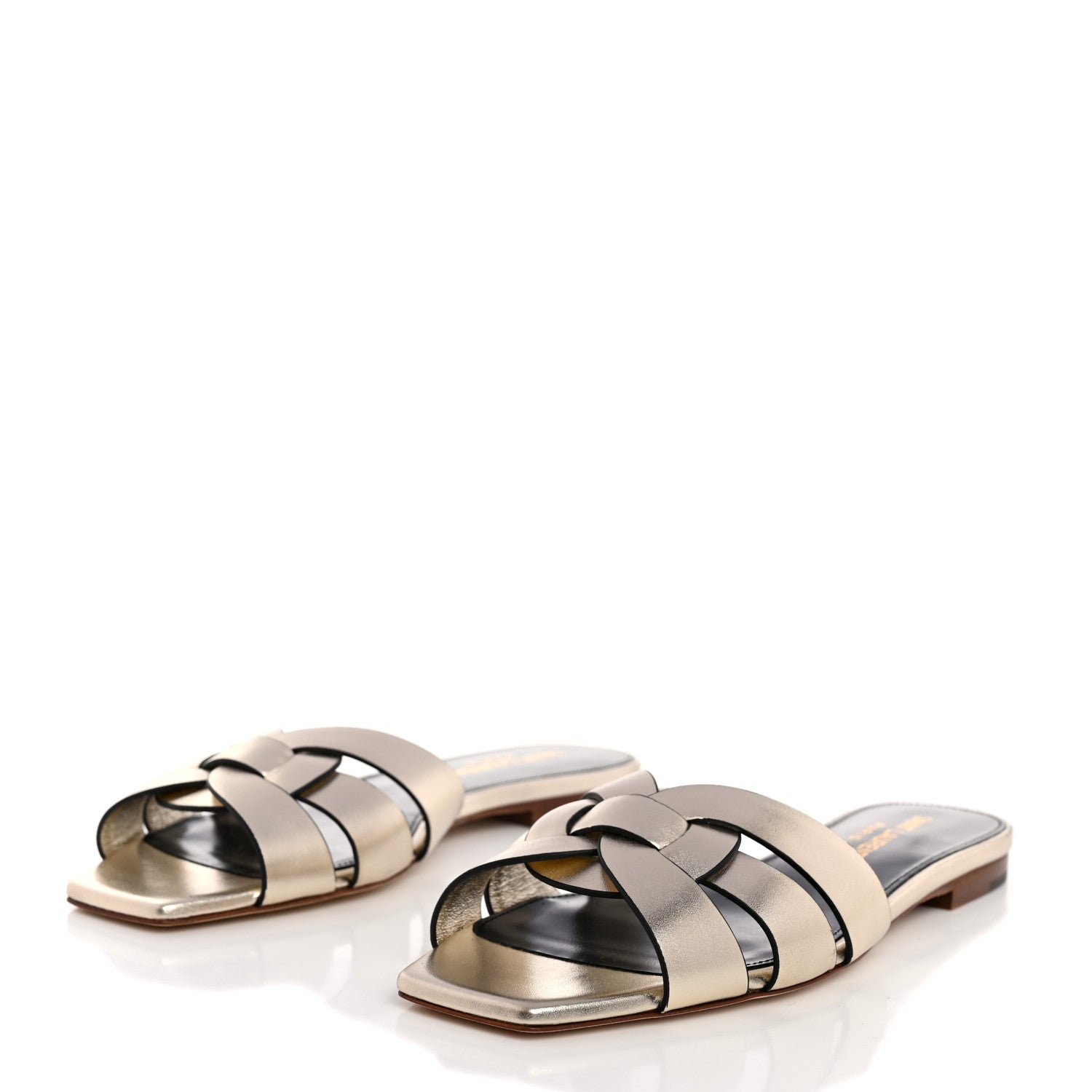 Saint Laurent Metallic Calfskin Nu Pied 05 Slide Sandals 35.5 Platino 3 of 9