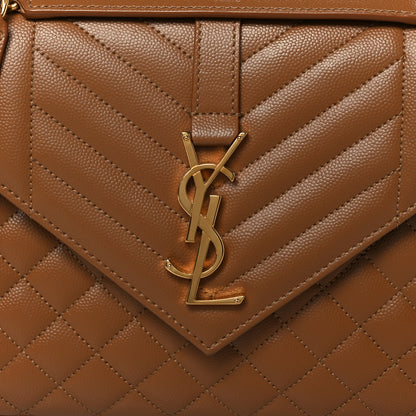 Saint Laurent Grain De Poudre Textured Mixed Matelasse Triquilt Medium Monogram Satchel Dark Natural 9 of 12
