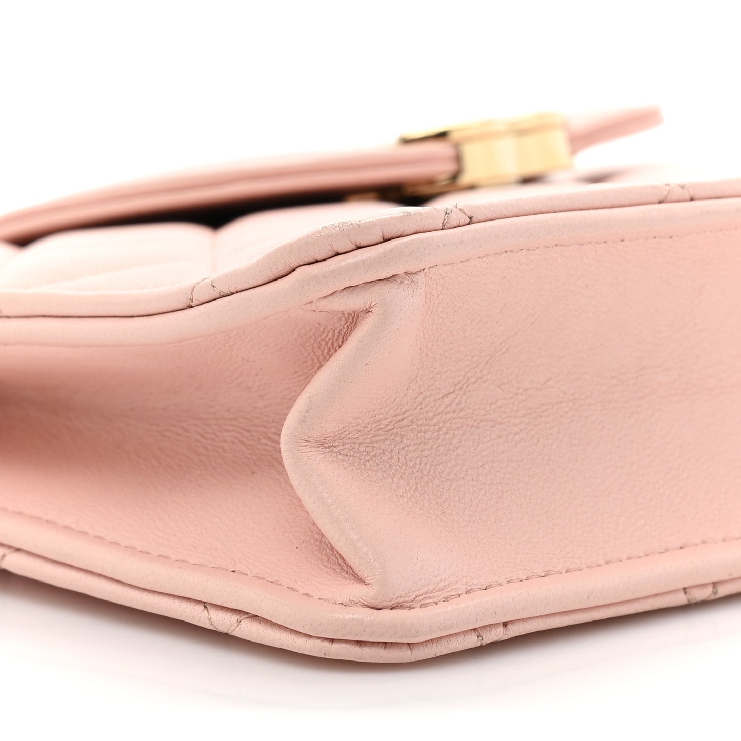 Lambskin Quilted CC Pouch Wristlet Pink