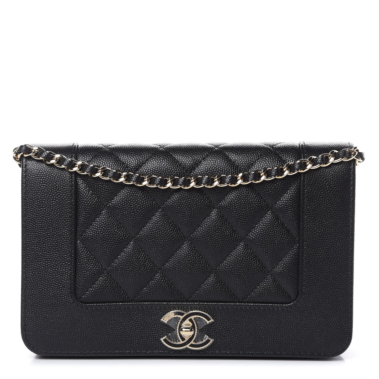 Caviar Quilted Vintage Mademoiselle Wallet On Chain WOC Black