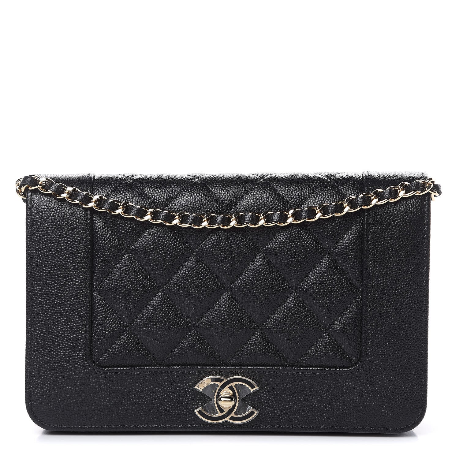 Chanel Caviar Quilted Vintage Mademoiselle Wallet On Chain WOC Black 1 of 11