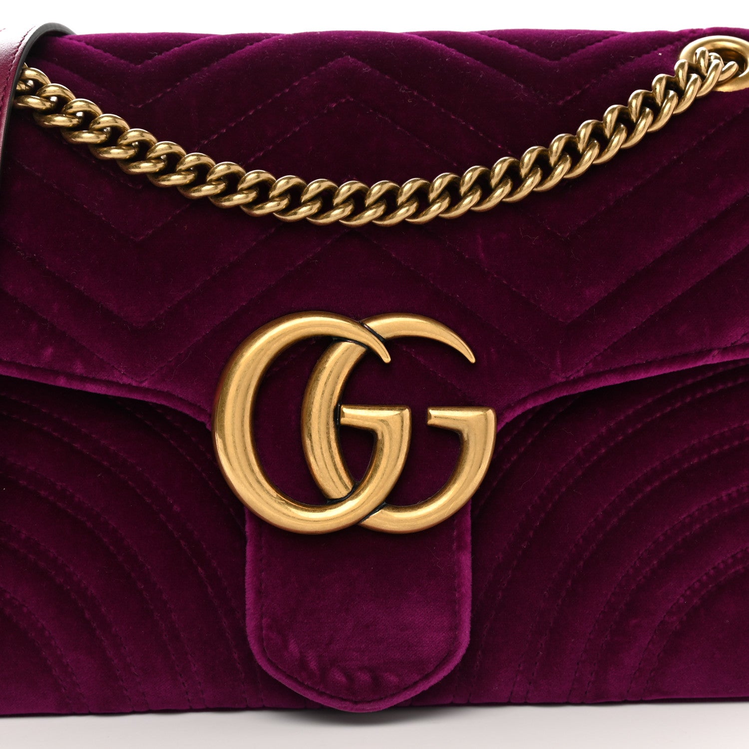 Gucci Velvet Matelasse Medium GG Marmont Shoulder Bag Fuchsia Violet Cyclamen 8 of 10