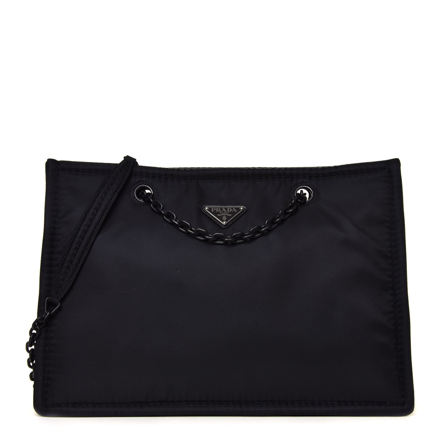 Prada Tessuto Nylon Chain Tote Black 2 of 12