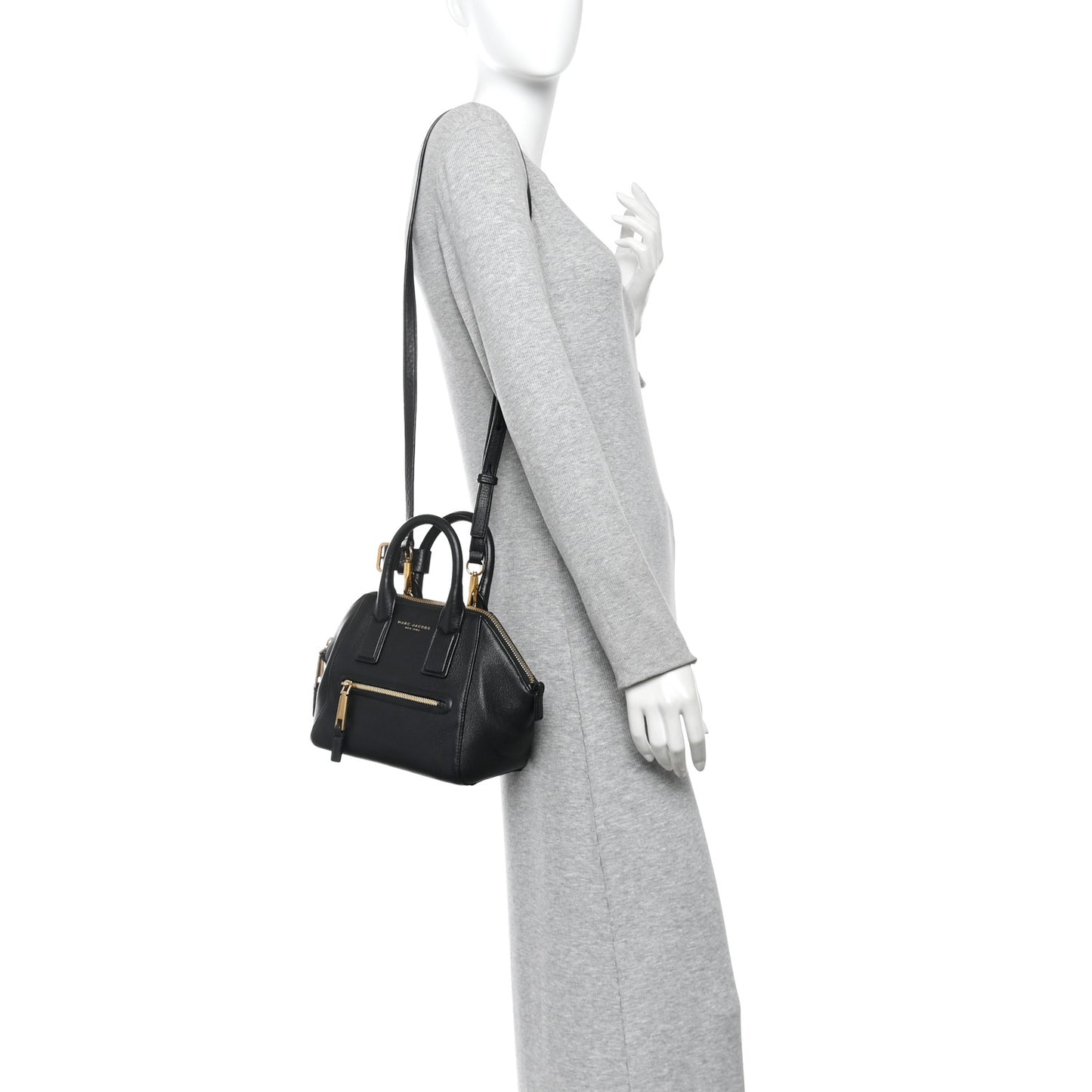 Textured Calfskin Mini Incognito Satchel Black