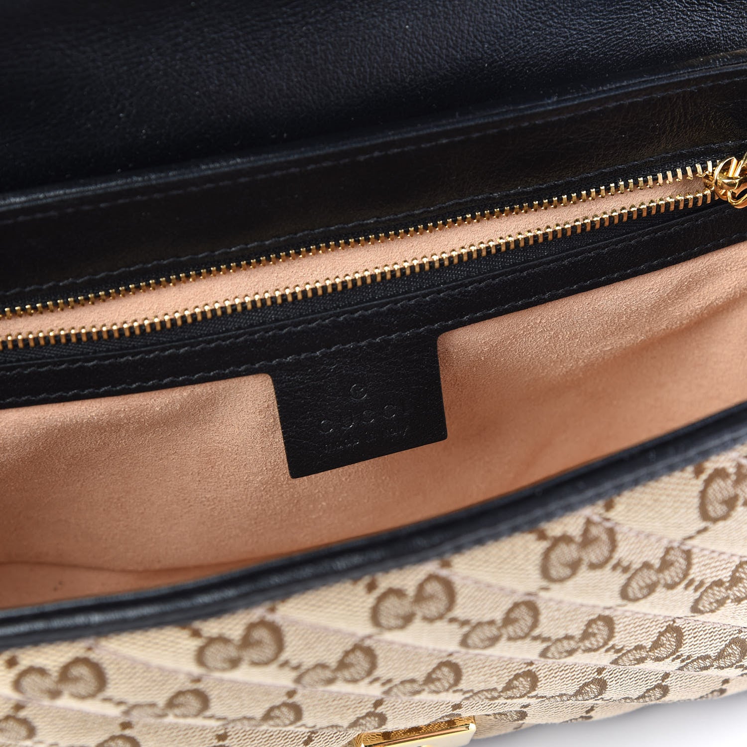 Gucci Monogram Matelasse Diagonal Small GG Marmont Shoulder Bag Beige Black 7 of 9