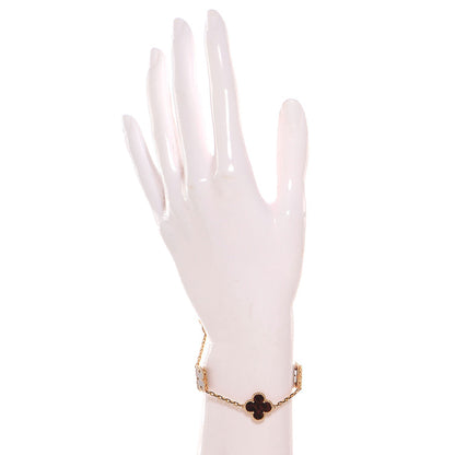 Van Cleef & Arpels 18K Rose Gold Letterwood 5 Motifs Vintage Alhambra Bracelet 2 of 6